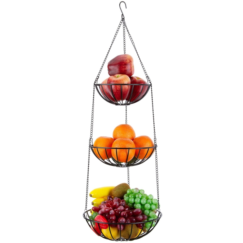 Stainless Steel 3-Tier Hanging Fruit Basket
