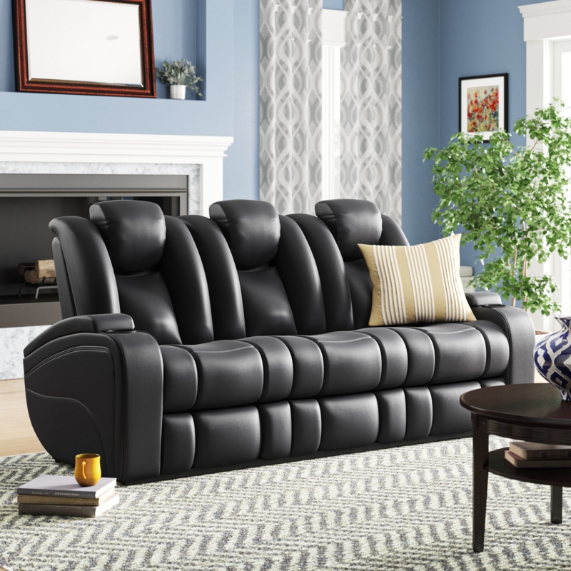 Contemporary Power Recliner Sofa with Gadgets