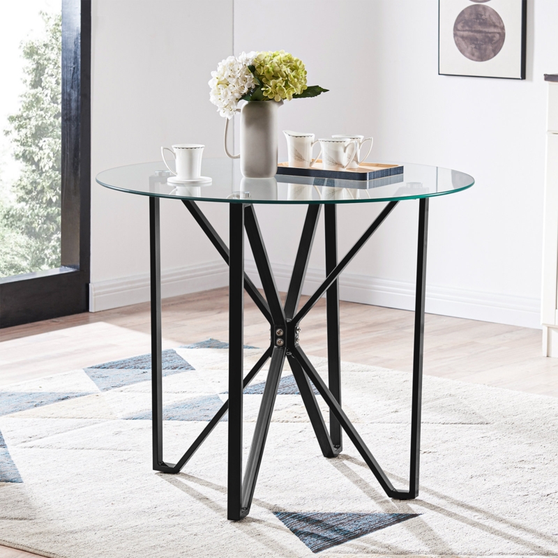 Modern Round Glass Dining Table for 4