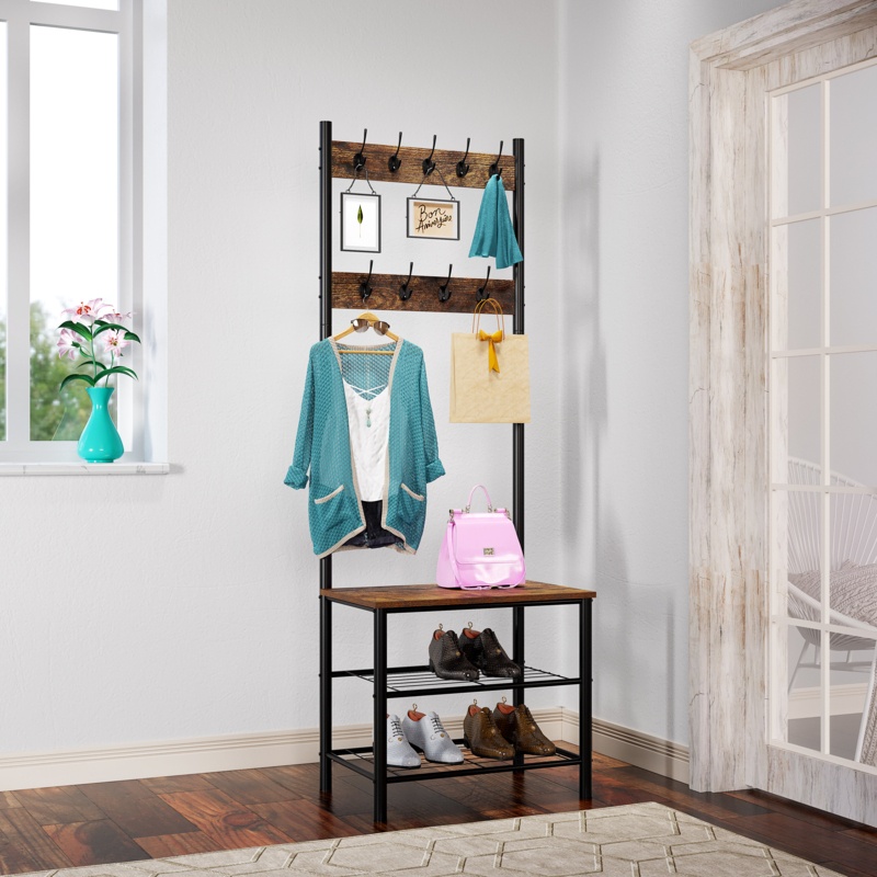 Leija 23.6'' Wide Hall Tree with Bench and Shoe Storage