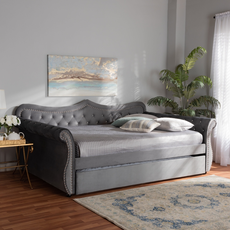Velvet Daybed with Pull-Out Trundle