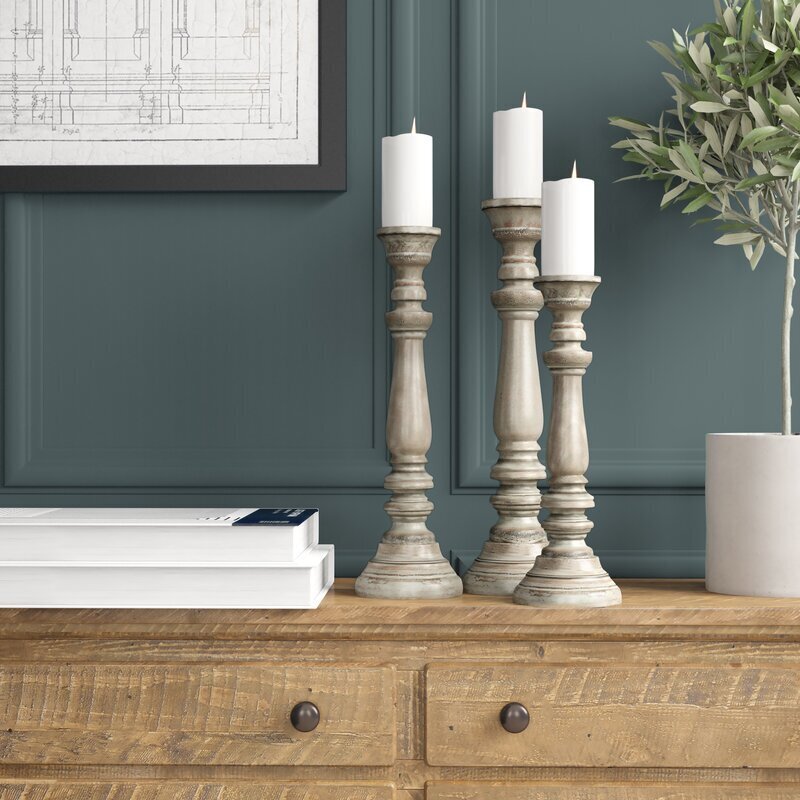 Light Gray Tall Floor Candle Holders