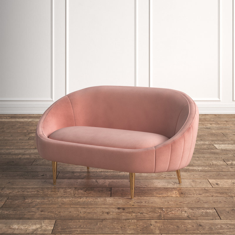 Light Pink Small Curved Loveseat
