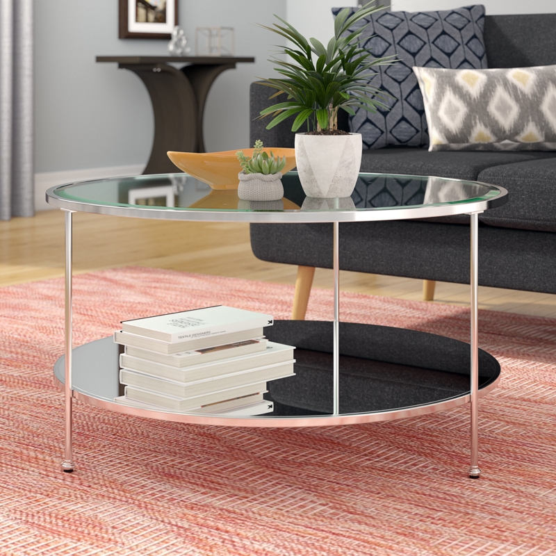 3-Leg Round Coffee Table with Glass Shelves