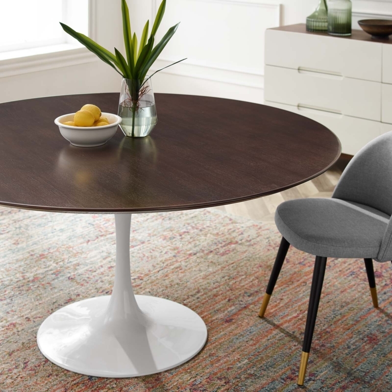 Contemporary Oval Dining Table with Pedestal Base