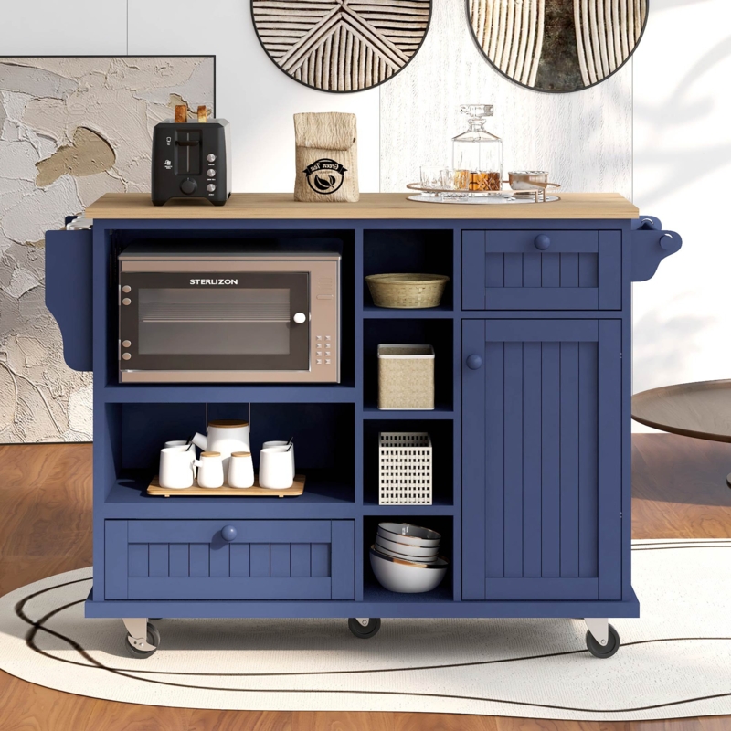Galley Kitchen Cart with Microwave Cabinet