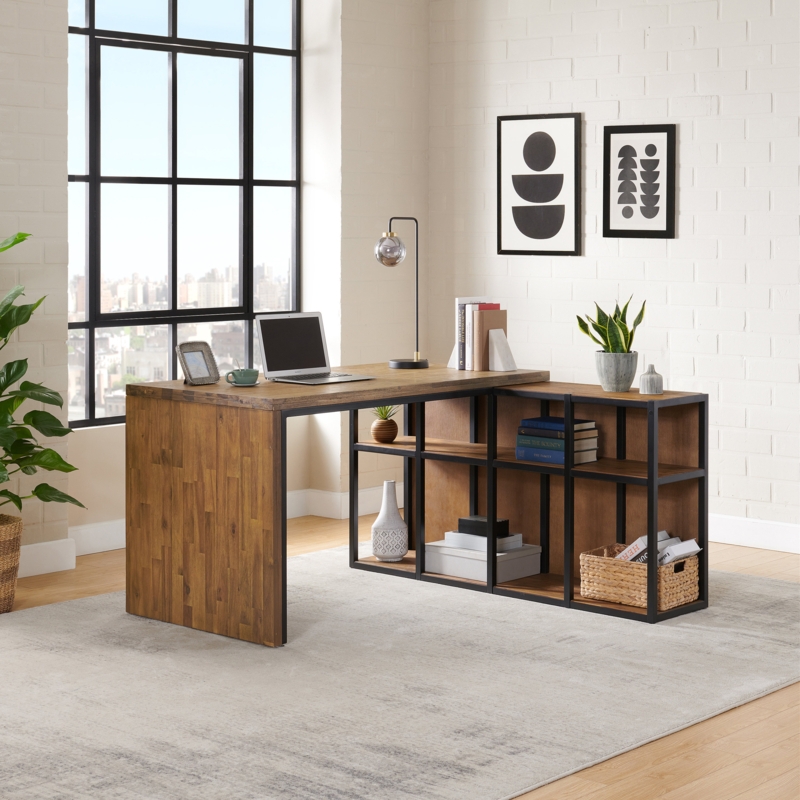Corner Desk with Storage Credenza