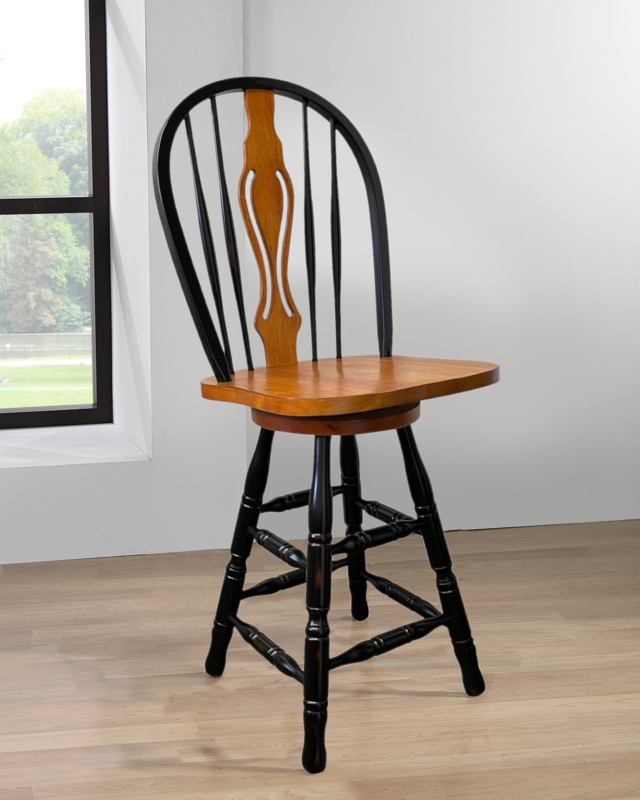 Swivel Bar Stool with Asian Solid Wood Frame