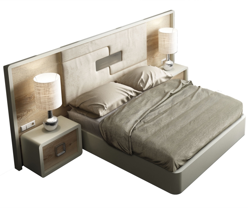 Soft Upholstered Bedroom Set with Velvet Headboard