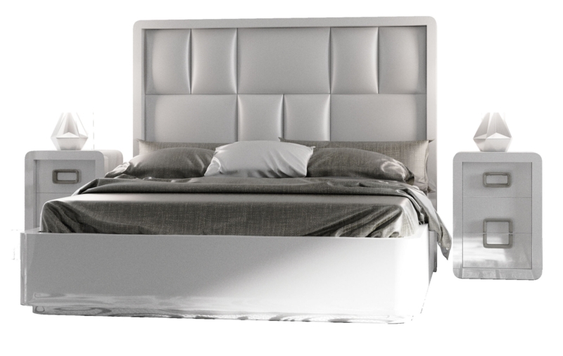 Upholstered Bedroom Set with White Finish