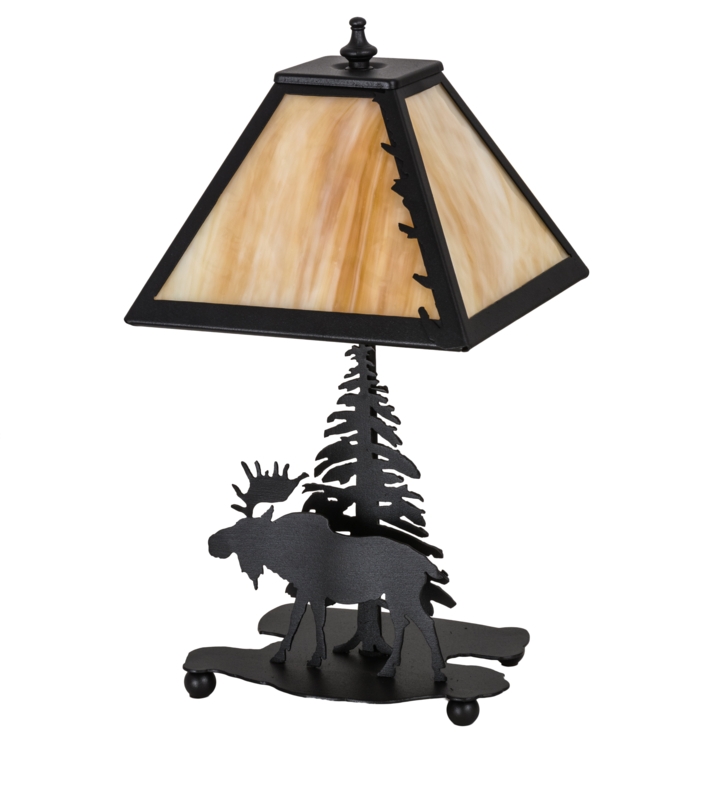 Moose and Pine Tree Nature-Inspired Lamp