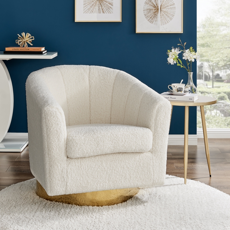 Modern Swiveling Armchair with Glam Finish