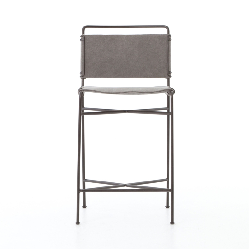 Slim Steel and Canvas Accent Chair
