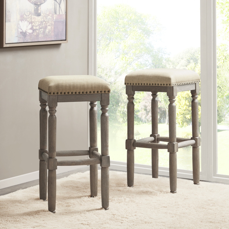 Rustic Farmhouse Backless Stools (Set of 2)