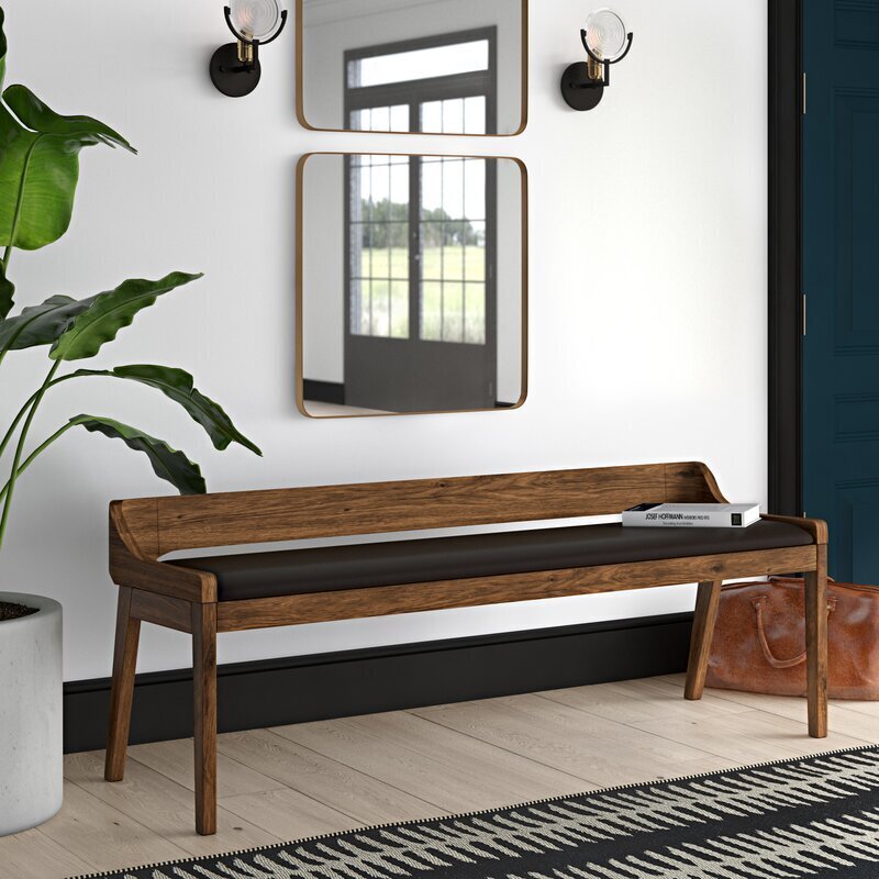 Low back leather bench with back