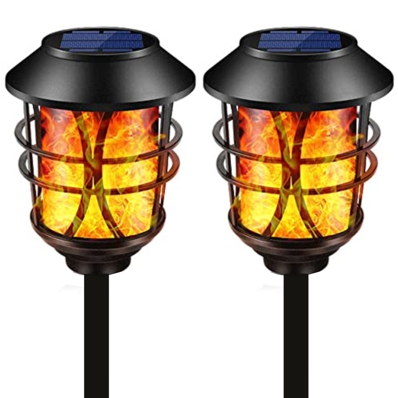 Metal Solar Torch with Realistic Flames