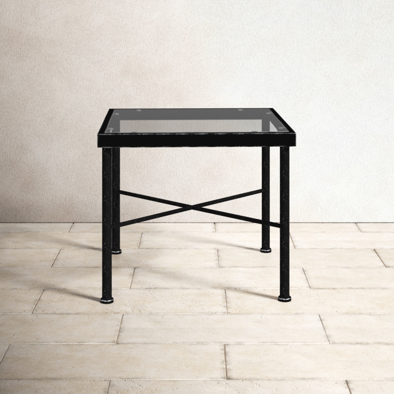Glass Top Wrought Iron End Table