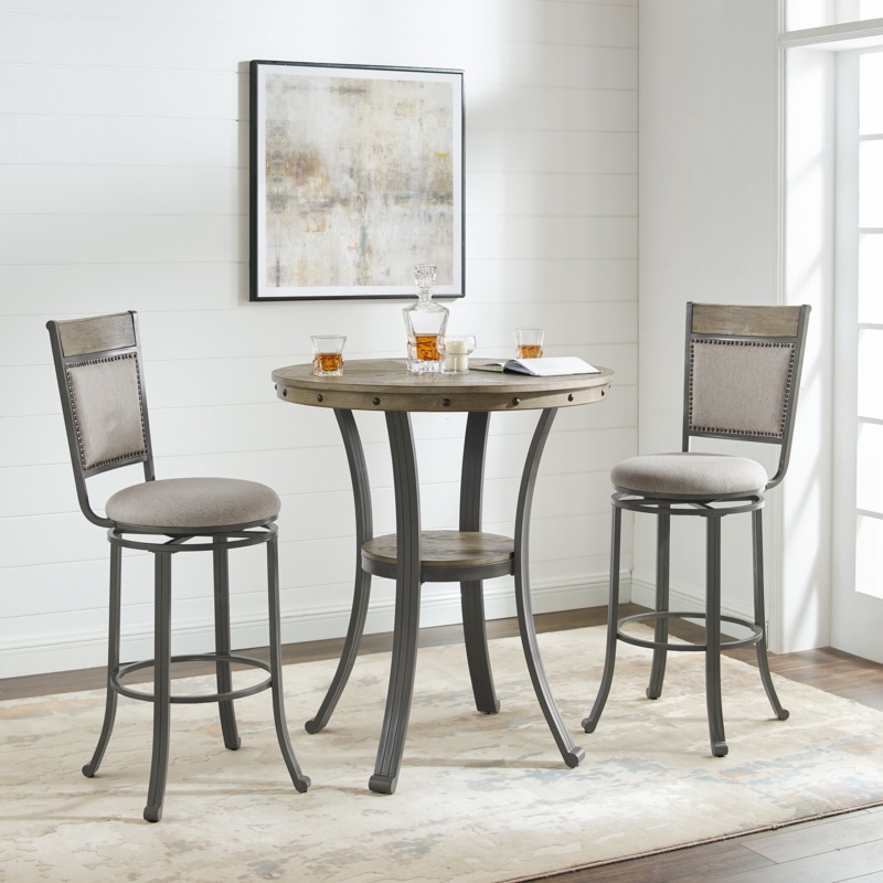 Gathering Height Pub Table with Gray Wash Wood Inlay