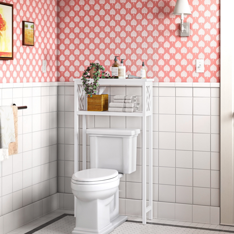 Free-Standing Over-The-Toilet Wooden Shelf