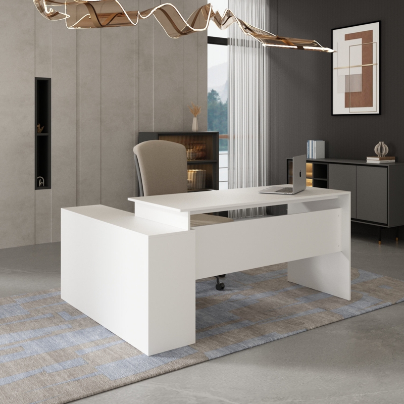 L-Shaped Desk with Storage Features
