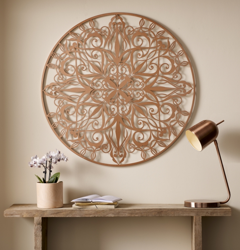 Copper Metal Wall Décor with Floral Detailing