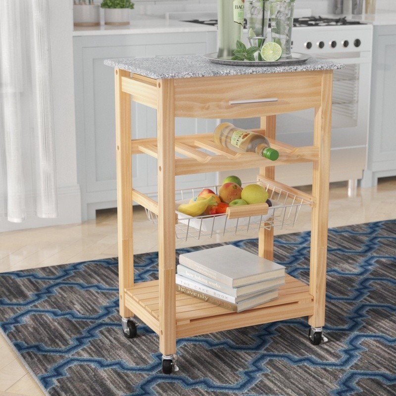 Macy 22.88'' Wide Rolling Kitchen Cart with Granite Top