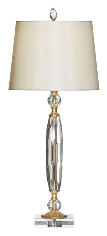 Crystal Column Lamp with Brass Accents
