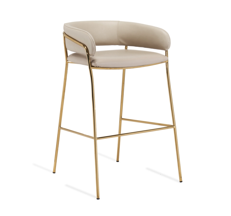 Sleek Faux Leather and Stainless Steel Stool