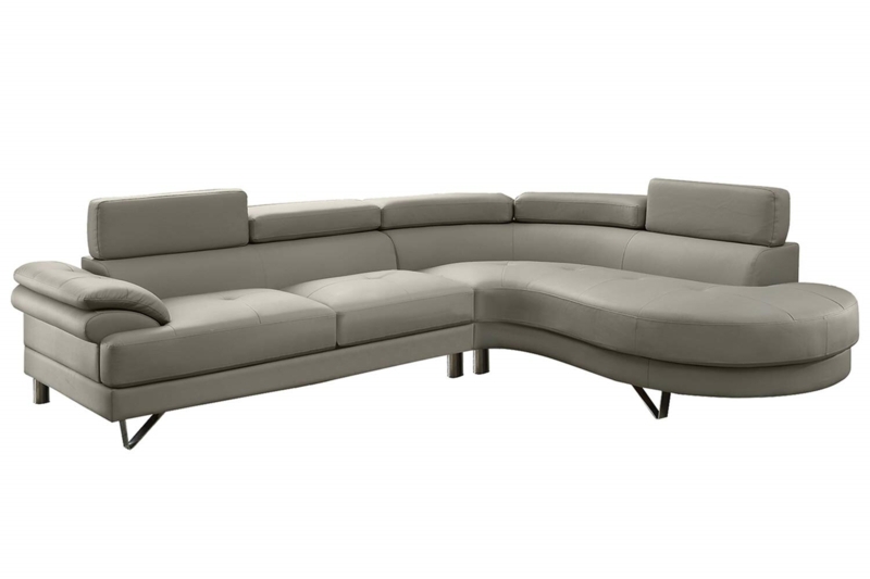 Leather Sofa with Adjustable Chaise Longue