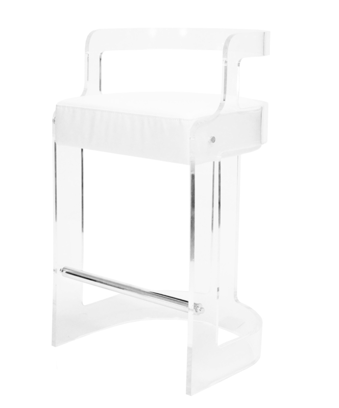 Luxurious Lucite Barrel-Back Counter Stool