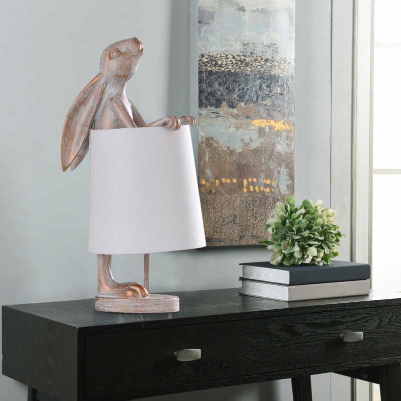 Rabbit Figure Cream Accent Malta Table Lamp
