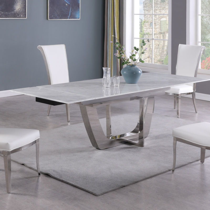 Contemporary Extendable Marble Dining Table