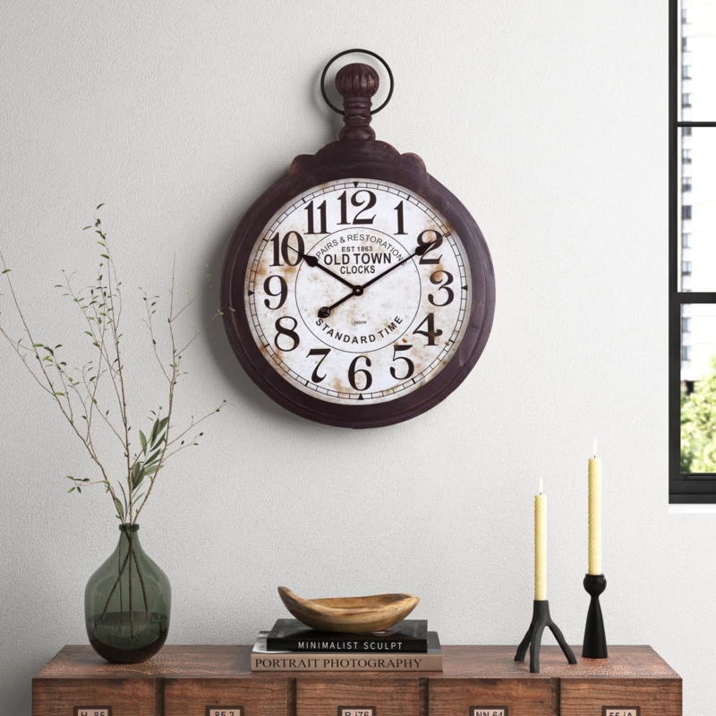 Antique-Style Wooden Wall Clock
