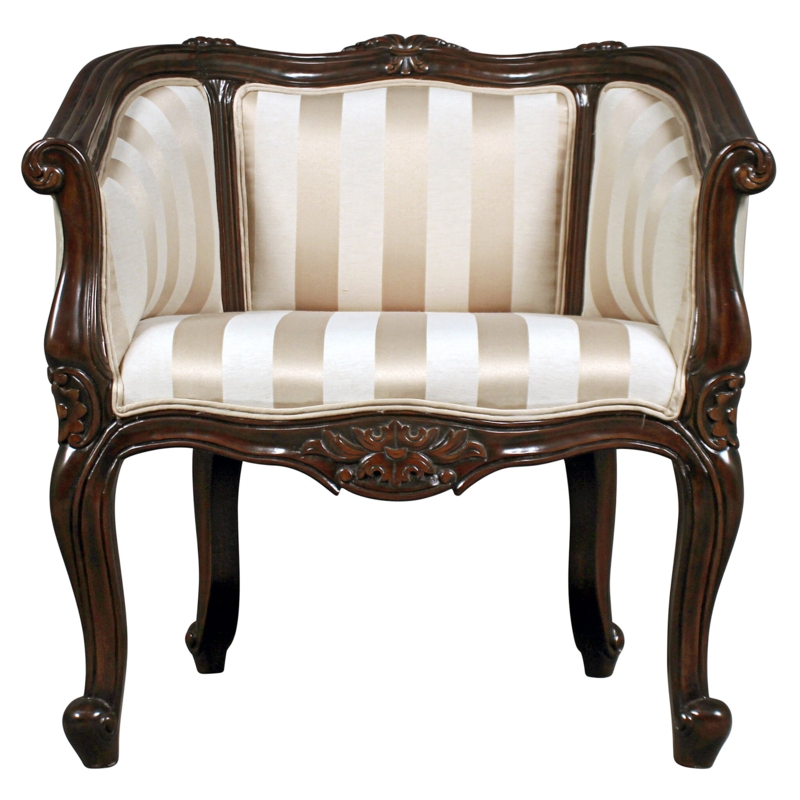 Petite Elegant Armchair with Striped Jacquard Upholstery