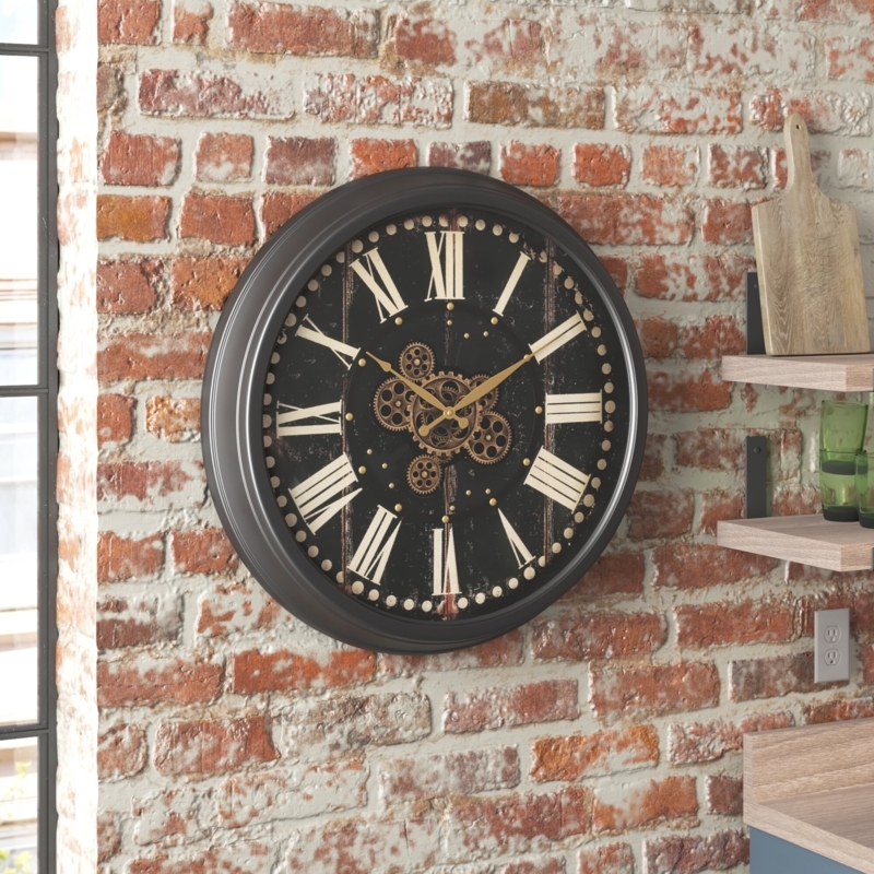 Large Wall Clock with Moving Gears