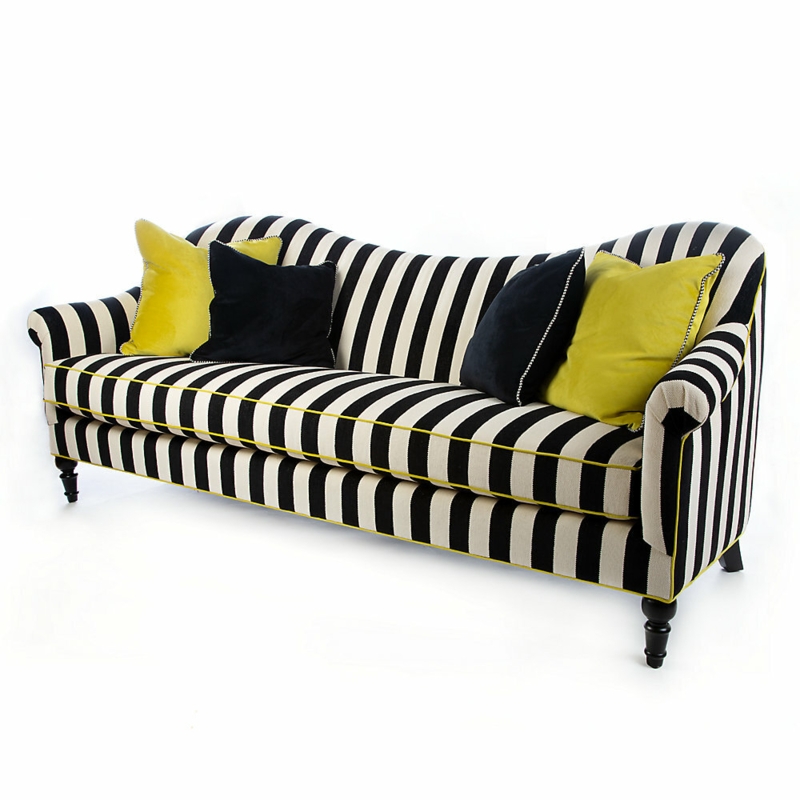 Striped Chenille Sofa with Pillows