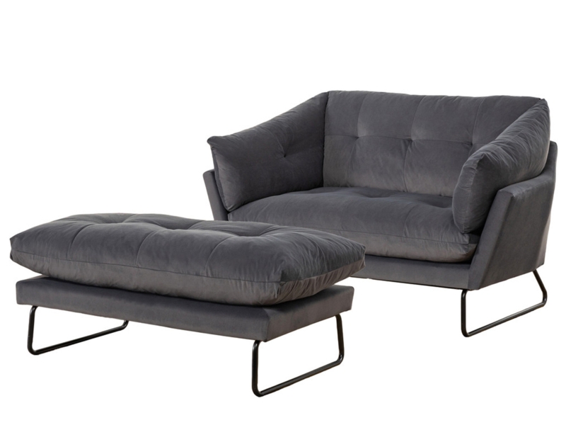 Flared Loveseat with Ottoman