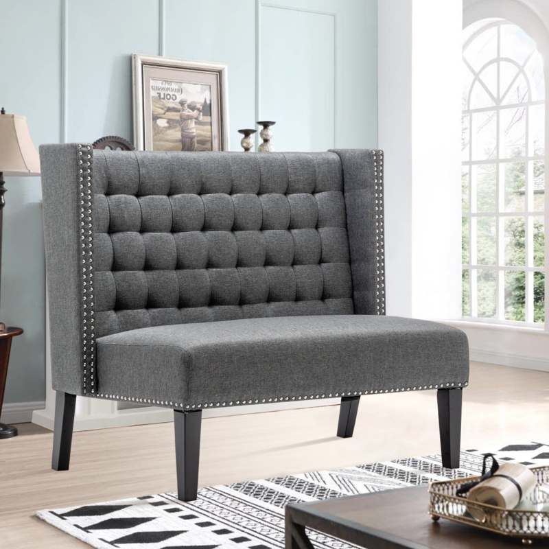 Button-Tufted Accent Chair with Solid Wood Legs