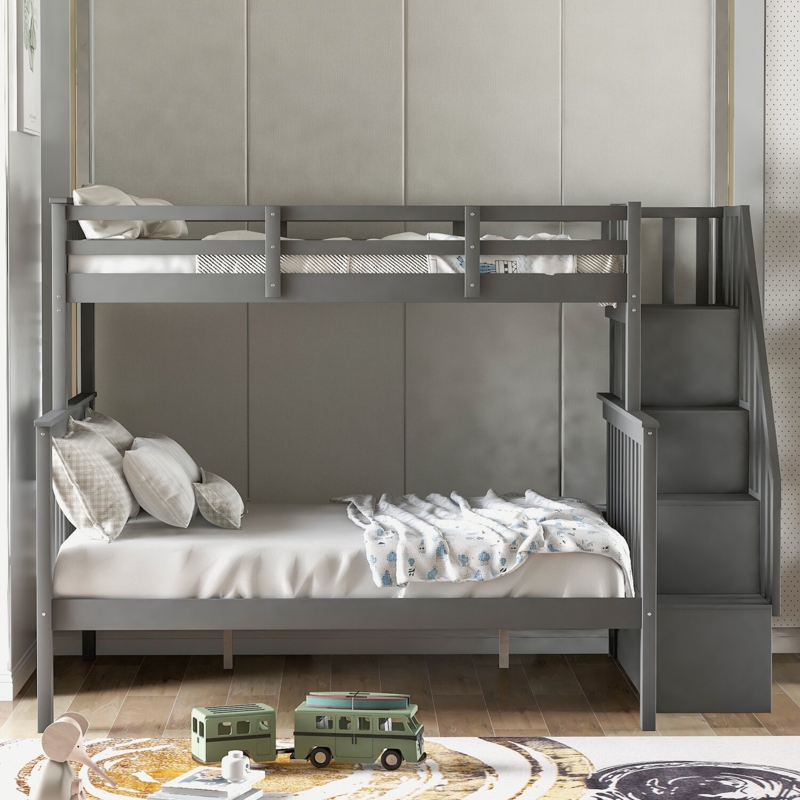 Elegant Bunk Bed with Storage Stairs