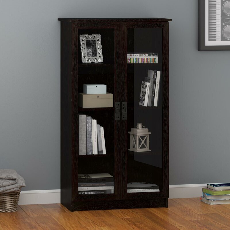 MDF book cabinet with glass doors