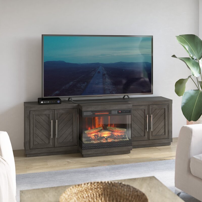MDF wood tv cabinet with electric fireplace