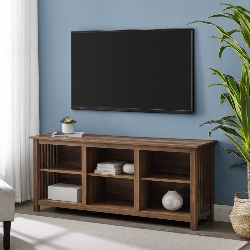 Modern TV Stand with Open Cubbies