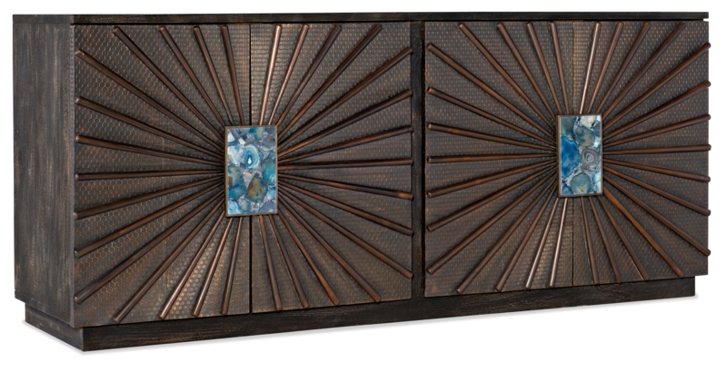 Melange 84'' Wide Sideboard with Brass and Agate Accents