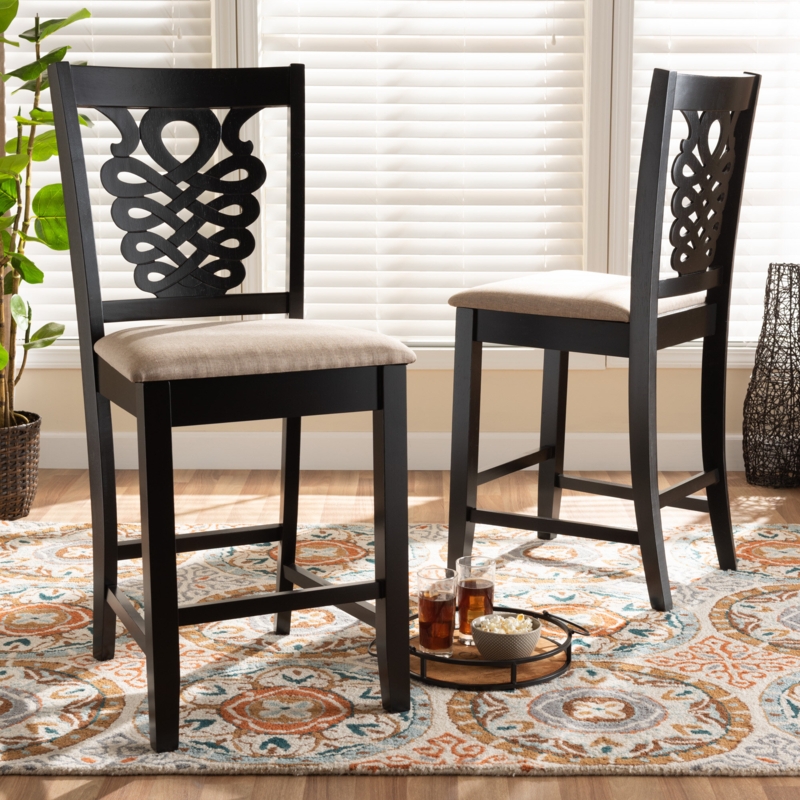 Elegant Upholstered Counter Stool with Cutout Design