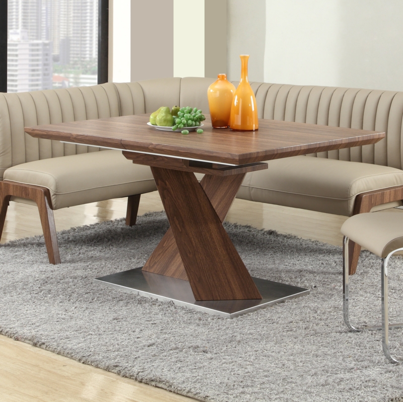 Dark Walnut Veneer Dining Table with Butterfly Extension