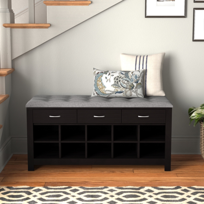 Storage Bench with Padded Seat and Drawers
