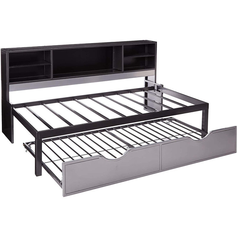 Metal Daybed With Bookshelf
