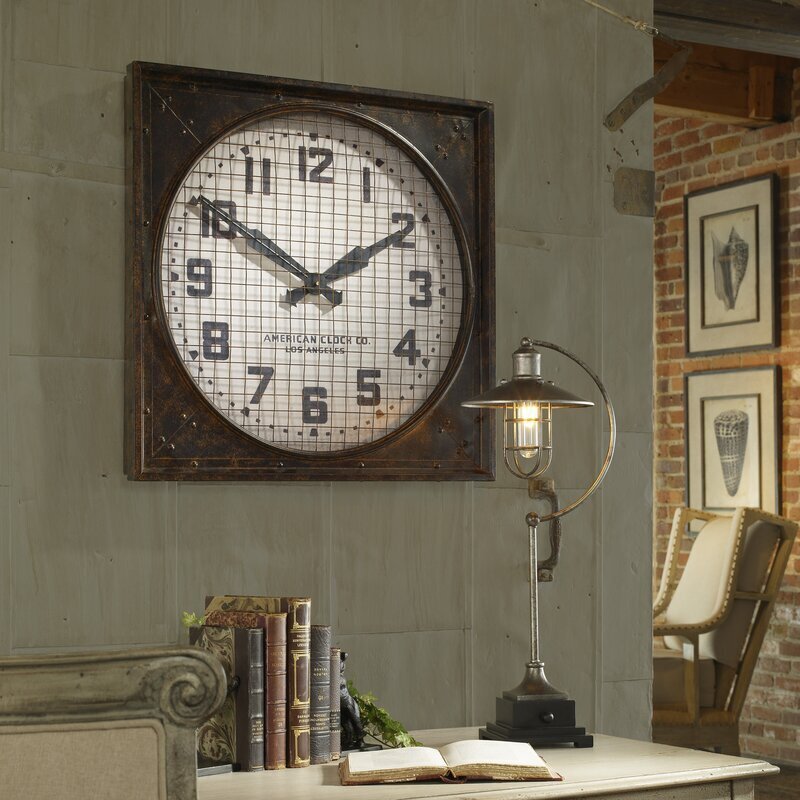 Metal Square Wall Clock With Mesh