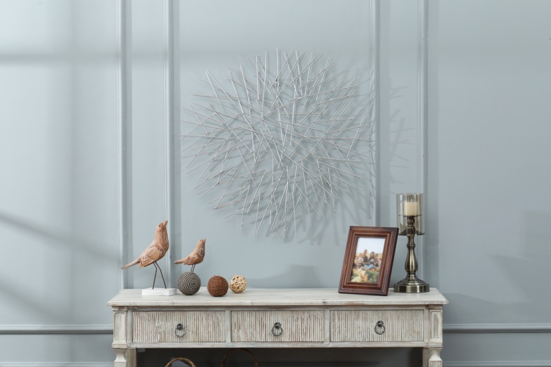 Silver Abstract Round Metal Wall Decor