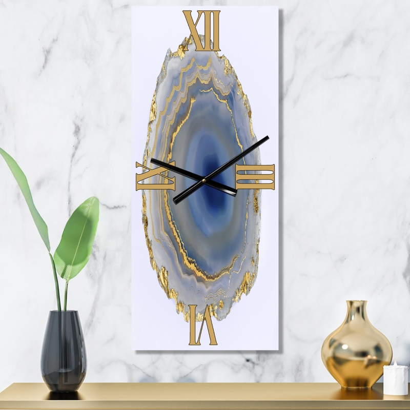Golden Water Agate Rectangle Wall Clock